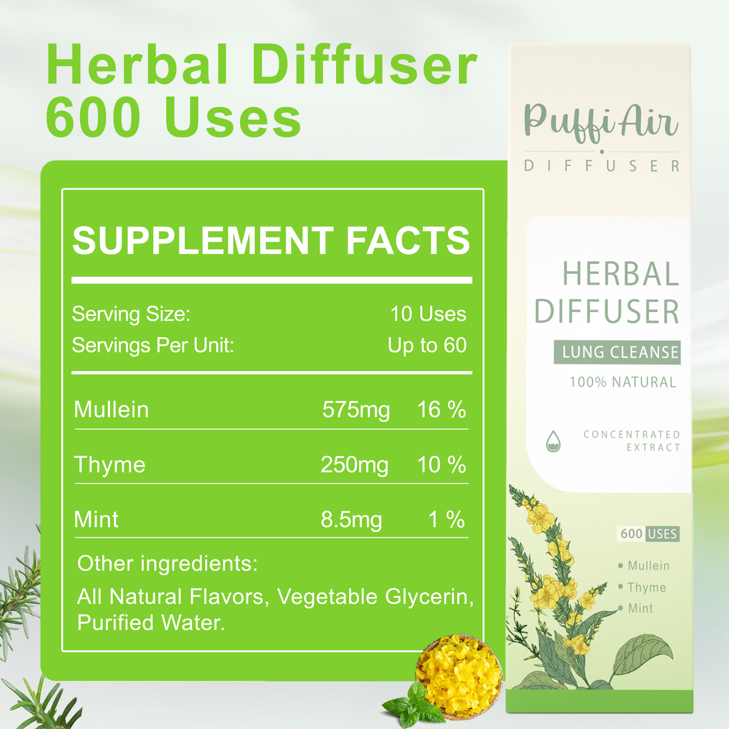 New Upgrade Herbal Diffuser - 600 Uses